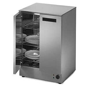 Front view of the Lincat PLH60 Panther Light Duty Free-Standing Hot Cupboard, 1.5kW with open door