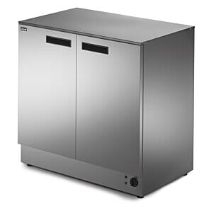 Tilted front view of the Lincat PLH90 Panther Light Duty Free-Standing Hot Cupboard, 2kW