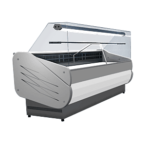 Front view of the Sterling Pro SALINA80/250VD Flat Glass Serveover Counter, 2480mm
