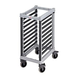 Front view of the Cambro FP466 1/1 Gastronorm Trolley, 9 Pan Capacity Short
