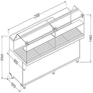 Diamond VPB21X Bread Snack Low Glass Display Counter, 2100mm
