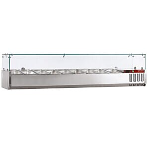 Diamond SY200/DV-R6-OCC Stainless Steel Topping Unit with Sneezeguard, 9 x 1/3 GN