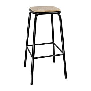 Bolero Cantina High Stools with Wooden Seat Pad Black (Pack of 4) - DE482