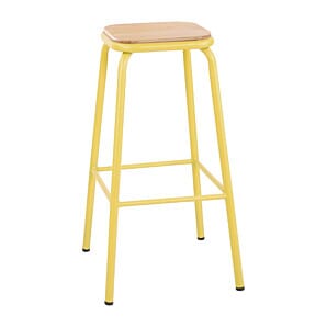 Bolero Cantina High Stools with Wooden Seat Pad Yellow (Pack of 4) - FB941