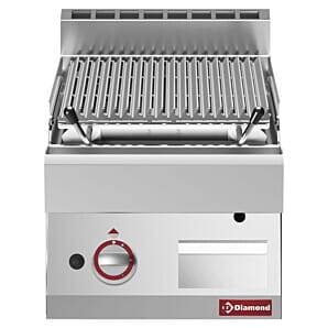Diamond PLX47-PN Stainless Steel 1/2 Module Ribbed Lavastone Griddle