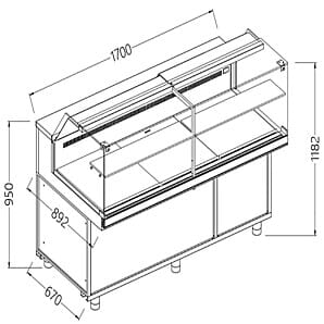 Diamond VB17XR Snack Patisserie Display Counter, 1700mm