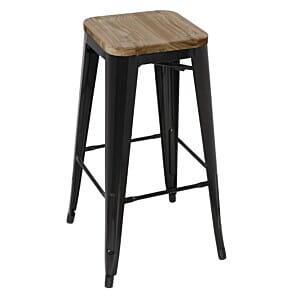 Bolero Bistro High Stools with Wooden Seat Pad Black (Pack of 4) - GM640