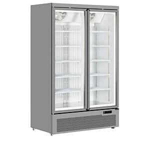 Tefcold ATOM MAXI F2DS Glass Double Door Silver Display Freezer, 1006 Litres