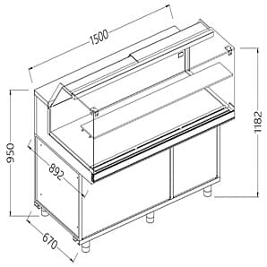 Diamond CB15X Refrigerated Patisserie Display Counter, 1500mm