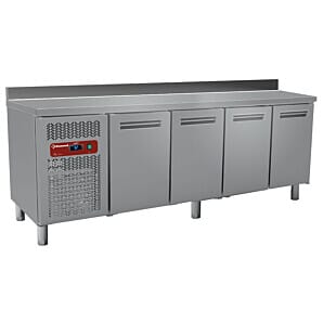 Diamond MR4/R2-BA 4 Door Stainless Steel Refrigerated Counter with Splashback, 550 Litres
