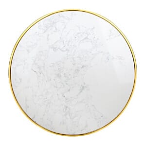 Bolero Round Marble Table Top with Brass Effect Rim White 600mm - CY968