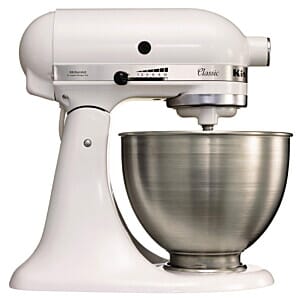 Side view of the KitchenAid J400 K45 White Classic Tilt-Head Stand Mixer, 4.3 Litres