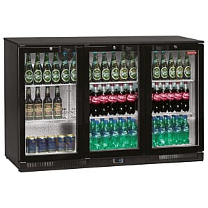 Diamond TAB3/D-N2 Hinged Glass Triple Door Back Bar Bottle Cooler, 300 Litres