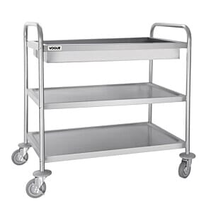 Vogue Stainless Steel 3 Tier Deep Tray Clearing Trolley - CC365