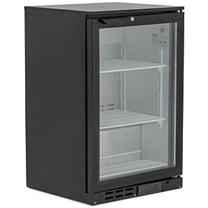 Blizzard BAR1 Hinged Single Door Black Back Bar Bottle Cooler, 128 Litres