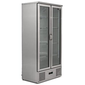 Blizzard BAR20SS Double Door Stainless Steel Upright Back Bar Bottle Cooler, 417 Litres