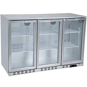 Blizzard BAR3SS Hinged Triple Door Stainless Steel Back Bar Bottle Cooler, 310 Litres