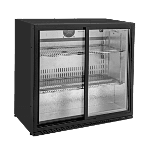 Front view of the Sterling Pro BBS220SLIDING Premium Sliding Double Door Bottle Cooler