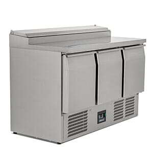 Blizzard BCC3EN 3 Door Refrigerated 1/1 Gastronorm Preparation Counter with Rasied Collar, 392 Litres