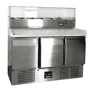 Blizzard BCC3PIZZA 3 Door Refrigerated 1/1 Gastronorm Pizza Preparation Counter, 368 Litres