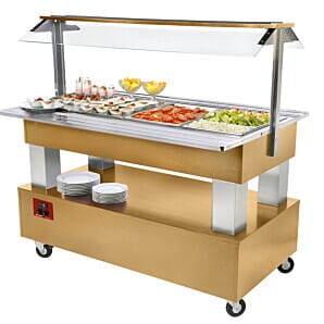 Diamond BSB/4N-D1-R2 Light Oak Wood Refrigerated Buffet Salad Bar, 4 x 1/1 GN
