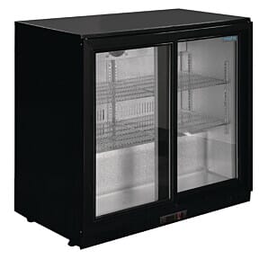 Front view of the Polar GL010 G-Series Sliding Double Door Back Bar Cooler, 198 Litres