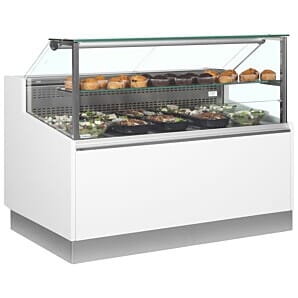 Front view of the Trimco BRABANT 150 Serve Over Counter, 1453mm with display food