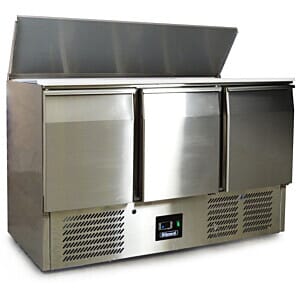 Blizzard BSP3 3 Door Refrigerated 1/1 Gastronorm Saladette Counter with Cutting Board, 368 Litres