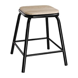 Bolero Cantina Low Stools with Wooden Seat Pad Black (Pack of 4) - DE481