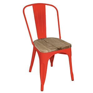 Bolero Bistro Side Chairs with Wooden Seat Pad Red (Pack of 4) - GM643