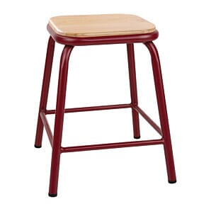 Bolero Cantina Low Stools with Wooden Seat Pad Wine Red (Pack of 4) - FB931