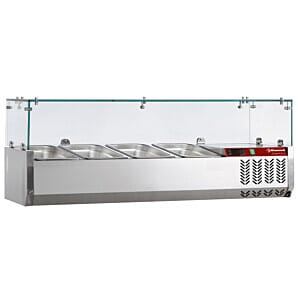 Diamond SY160/DV-R6-OCC Stainless Steel Topping Unit with Sneezeguard, 7 x 1/3 GN