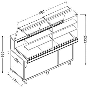 Diamond VA17XR Ventilated refrigerated Snack Bain Marie Display counters_high glass, unit at distance, without reserve