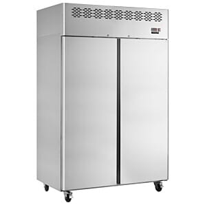 Front view of the Interlevin CAR1250 Stainless Steel Double Door Gastronorm Refrigerator, 1300 Litres
