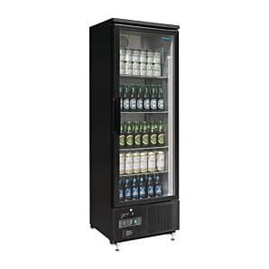 Front view of the Polar GJ447 G-Series Upright Back Bar Hinged Single Door Cooler, 307 Litres