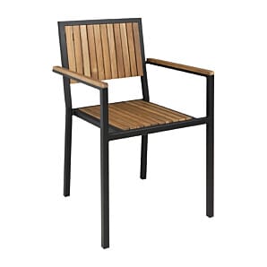 Front view of the Bolero DS151 Steel & Acacia Arm Chair (Pack 4)