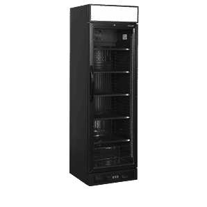 Tefcold CEV435CP BLACK Glass Single Door Merchandiser, 358 Litres