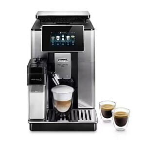 DeLonghi ECAM610.75.MB Primadonna Soul Automatic Bean to Cup Coffee Machine with Automatic Milk, 2.2 Litres - Front View with Cups