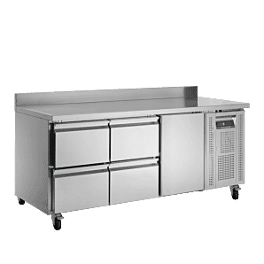 Tefcold CK7340 1 Door & 4 Drawer Refrigerated Counter with Splashback, 417 Litres