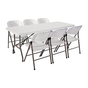 Special Offer Bolero PE Centre Folding Table 6ft with Six Folding Chairs - SA426