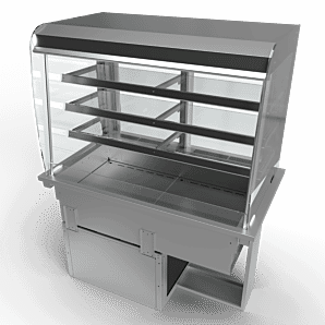 Moffat D3RD Drop-In Refrigerated Multi Tier 3 Shelf Model with Curved Glass Open Front