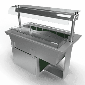 Moffat D3RW Drop-In Refrigerated Well Model with Curved Glass Open Front Gantry, 3 x 1/1 GN