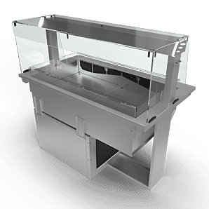Moffat D3RWSL Drop-In Refrigerated Well Model with Square Glass Open Front Gantry, 3 x 1/1 GN