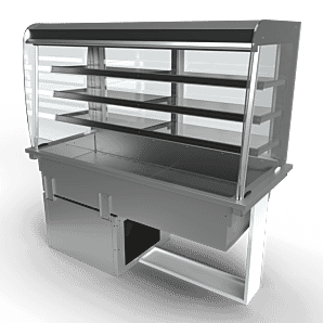 Moffat D4RD Drop-In Refrigerated Multi Tier 3 Shelf Model with Curved Glass Open Front