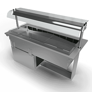 Moffat D4RW Drop-In Refrigerated Well Model with Curved Glass Open Front Gantry, 4 x 1/1 GN