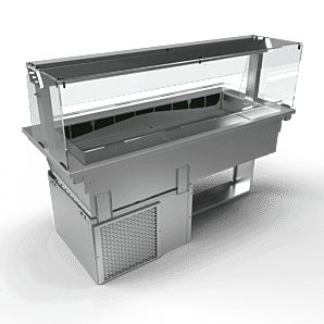 Moffat D4RWSL Drop-In, Refrigerated Well Model with Square Glass Open Front Gantry, 4 x 1/1 GN
