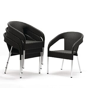 Bolero Wicker Wraparound Bistro Chairs Charcoal (Pack of 4) - CG223