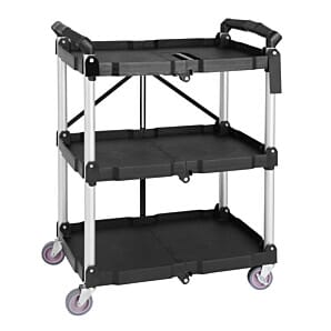 Vogue CK113 3 Tier PP Folding Trolley Black Small