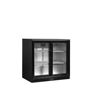 Tefcold DB201S Black Sliding Double Door Back Bar Bottle Cooler, 190 Litres