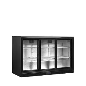 Tefcold DB301S Black Sliding Triple Door Back Bar Bottle Cooler, 300 Litres